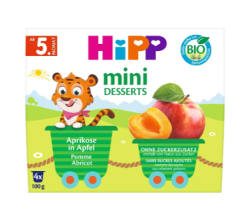HiPP mini dezert jablka-meruňky BIO 5m 4x100g