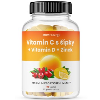 MOVit Vitamin C 1200mg s šípky + Vitamin D + Zinek Premium 90tbl