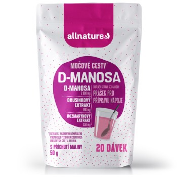 Allnature D-Manosa s brusinkovým extraktem - příchuť malina 50g