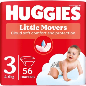 HUGGIES Little Movers 3 4-9kg 56ks
