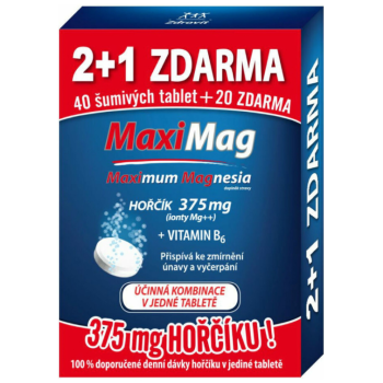 MaxiMag Hořčík+B6 šumivé tbl.2+1 ZDARMA 3x20 tbl.