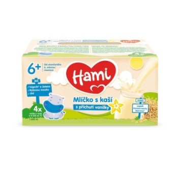 HAMI Mlíčko s kaší s příchutí vanilky 4x250ml 6M