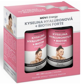 MOVit Dárkové balení Beauty Kyselina hyaluronová + Biotin 60+60cps