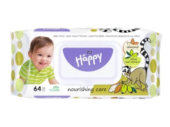 Happy vlhčené ubrousky mandle & olivy 64ks