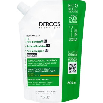 VICHY DERCOS Šampon na suché lupy náplň 500ml