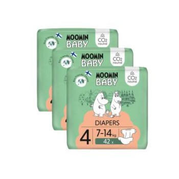Moomin Baby 4 Maxi 7-14kg eko plenky 3x42ks