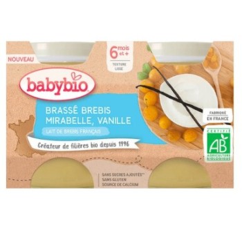 BABYBIO ovčí mléko-mirabelky-vanilka 6m+ 2x130g