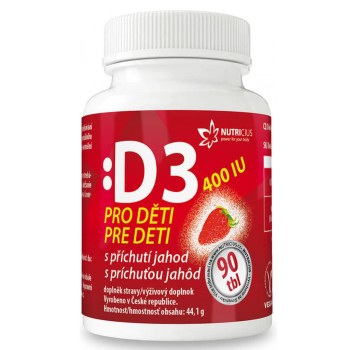 Vitamín D3 400IU pro děti jahoda tbl.90