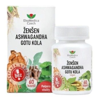 Ženšen Ashwagandha Gotu kola 60 kapslí EkoMedica