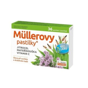 Müllerovy pastilky s jitrocelem a mateřídouškou bez cukru 36ks