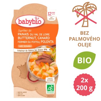 BABYBIO pastinák-dýně-kachna-polenta 12m+ 2x200g