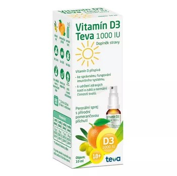 Vitamín D3 Teva 1000IU sprej 10ml