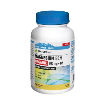 NatureVia Magnesium Organic BCM 800mg +B6, 90 kapslí