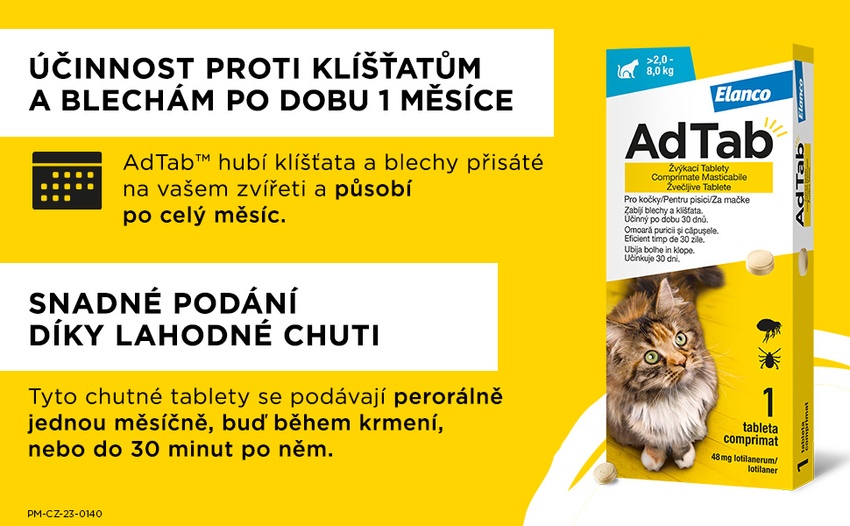 AdTab 48mg žvýkací tablety pro kočky 2-8kg 1ks. Foto 4