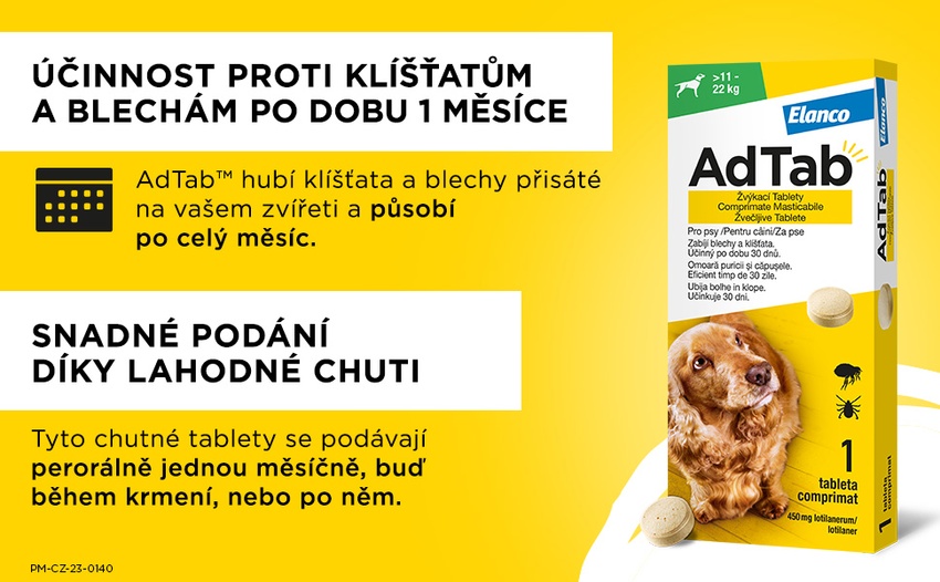 AdTab 450 mg žvýkací tablety pro psy o hmotnosti 11–22 kg . Foto 4