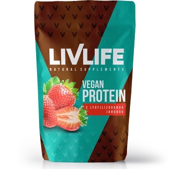LIVLIFE Vegan Protein s lyofilizovanou jahodou 245g
