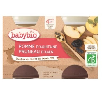 BABYBIO jablko-sušená švestka 4m+ 2x130g