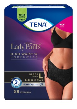 TENA Lady Pants Plus Black L inkontinenční kalhotky 8ks