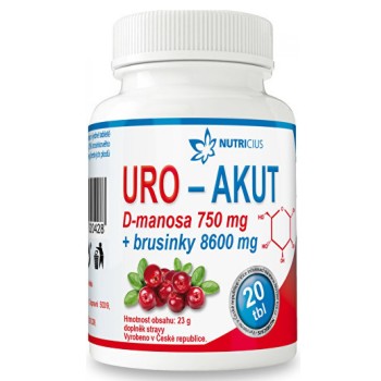 URO-AKUT Manosa 750mg+brusinky 8600mg tbl.20