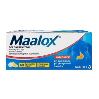 Maalox bez cukru citron 400mg/400mg tbl.mnd.40