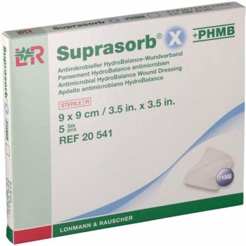 Krytí Suprasorb X+PHMB 9x9cm 5ks antimikrob.steril