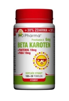 Beta Karoten 6mg + Pantenol 10mg + PABA 10mg tob.100+30 Bio-Pharma