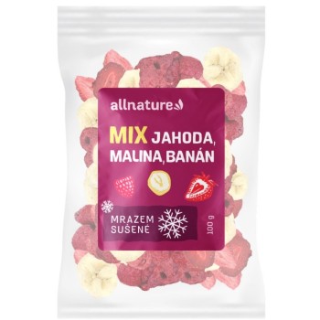 Allnature Mix jahoda, malina, banán sušené mrazem 100g