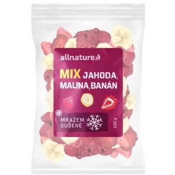 Allnature Mix jahoda, malina, banán sušené mrazem 100g