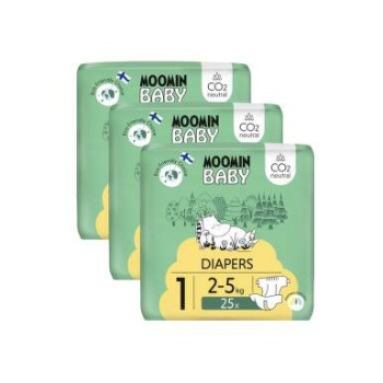 Moomin Baby 1 Newborn 2-5kg eko plenky 3x25ks