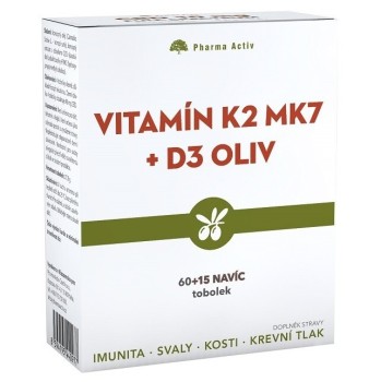 Vitamín K2 MK7 + D3 Oliv 60+15tob