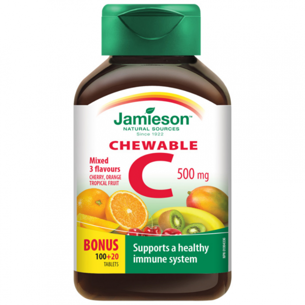 JAMIESON Vitamín C 500mg 3 ovocné přích.tbl.100+20