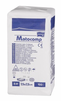 Matocomp komprese z gázy 7.5x7.5cm 100ks