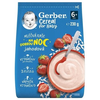 Gerber Cereal Mléčná kaše na dobrou noc Jahoda 230g