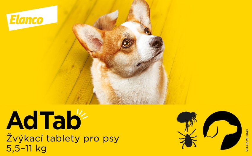 AdTab 225 mg žvýkací tablety pro psy o hmotnosti 5,5–11 kg. Foto 3