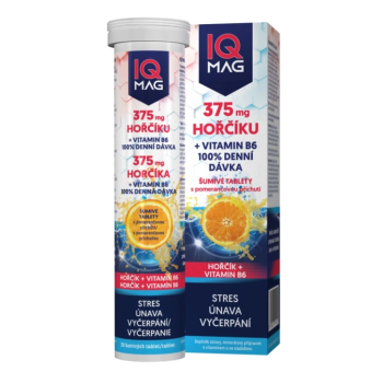IQ Mag 375mg hořčíku+vit.B6 pomeranč šum.tbl 20ks
