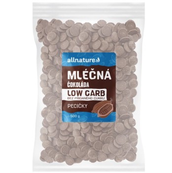 Allnature Čokoláda mléčná pecičky LOW CARB 500g