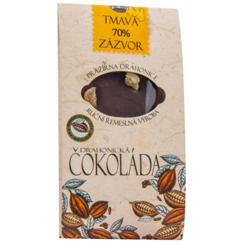 Pražírna Drahonice Tmavá čokoláda 70% se zázvorem 50 g