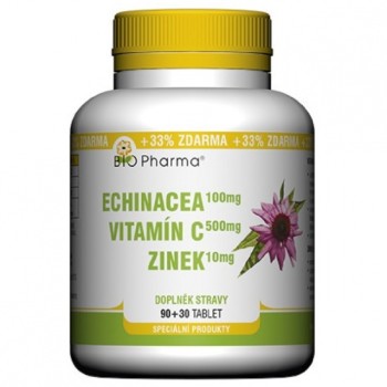 Echinacea 100mg+VitamínC 500mg+Zinek10mg tbl.90+30