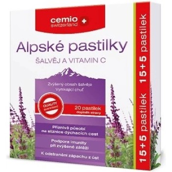 Cemio Alpské pastilky Šalvěj a vitamin C pastilky 20ks