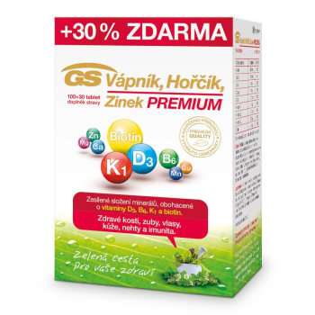 GS Vápník Hořčík Zinek Premium 100+30 tablet