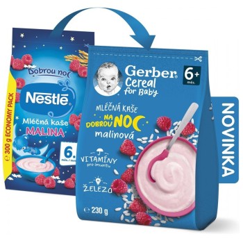 Gerber Cereal Mléčná kaše na dobrou noc Malina 230g