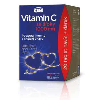 GS Vitamin C1000 + šípky 100+20tbl dárek 2022 ČR/SK