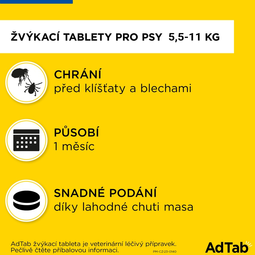 AdTab 225 mg žvýkací tablety pro psy o hmotnosti 5,5–11 kg. Foto 7