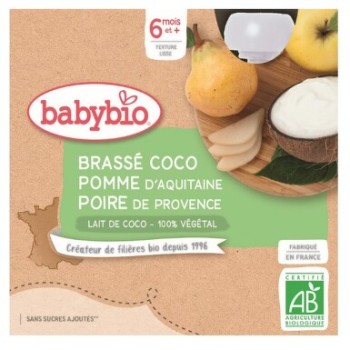 BABYBIO kokosové mléko-jablko-hruška 6m+ 4x85g