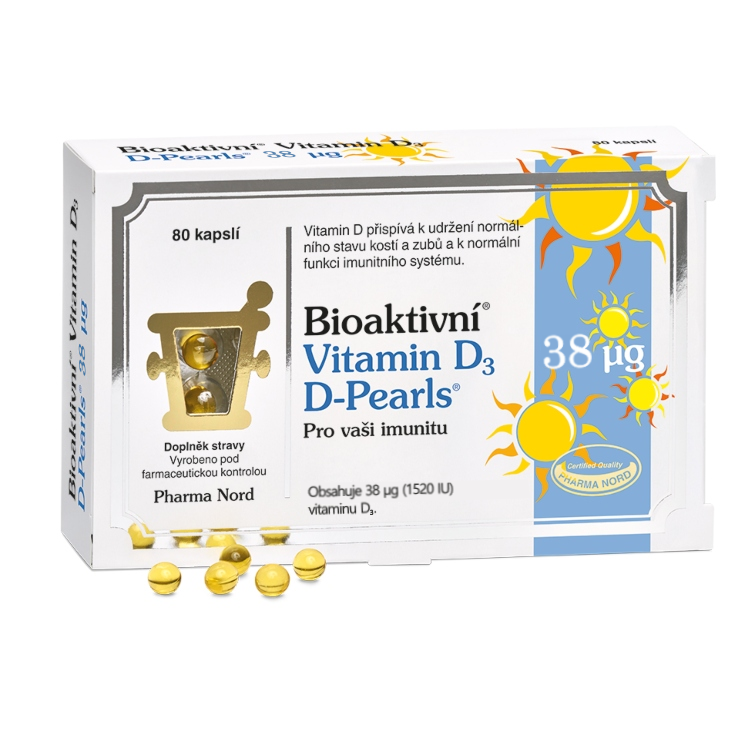Bioaktivní Vitamin D3 DPearls 38mcg cps.80 EUC Lékárna
