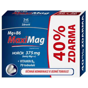 Zdrovit MaxiMag Hořčík 375mg+B6 40% ZDARMA 70 tobolek
