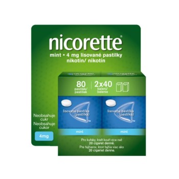 Nicorette Mint 4mg, 2x40 lisovaných pastilek