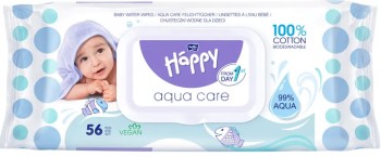 Happy vlhčené ubrousky Aqua care 56ks