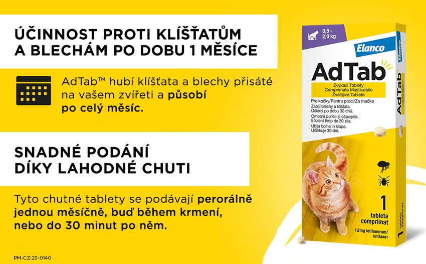 AdTab 12mg žvýkací tablety pro kočky 0.5-2kg 1ks. Foto 4