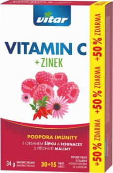 Vitar Vitamin C + Zinek + Echinacea + Šípek tbl.30+15